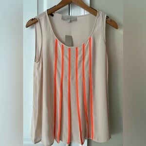 LOFT Women's Beige and Neon Orange Tank Top petite XS